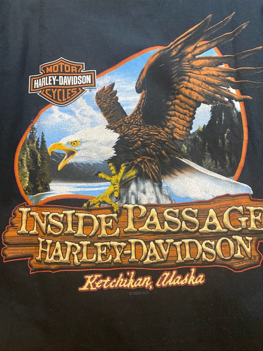 Harley-Davidson Inside Passage Ketchikan Alaska Eagle Graphic T-Shirt Black 2XL